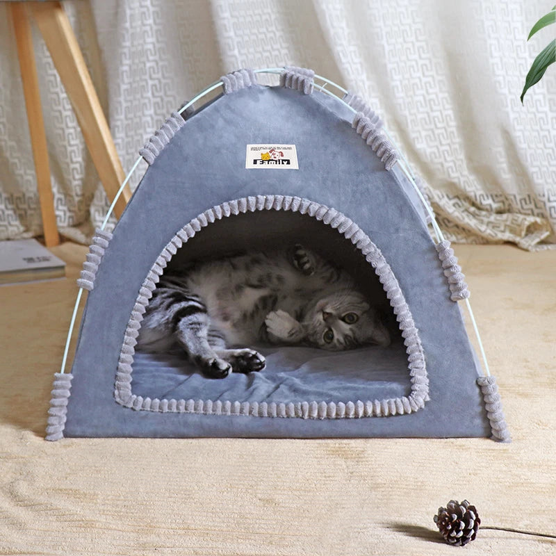 Casa Cueva para Gatos y Perros Pequeños – Cama para Mascotas Plegable y Portátil