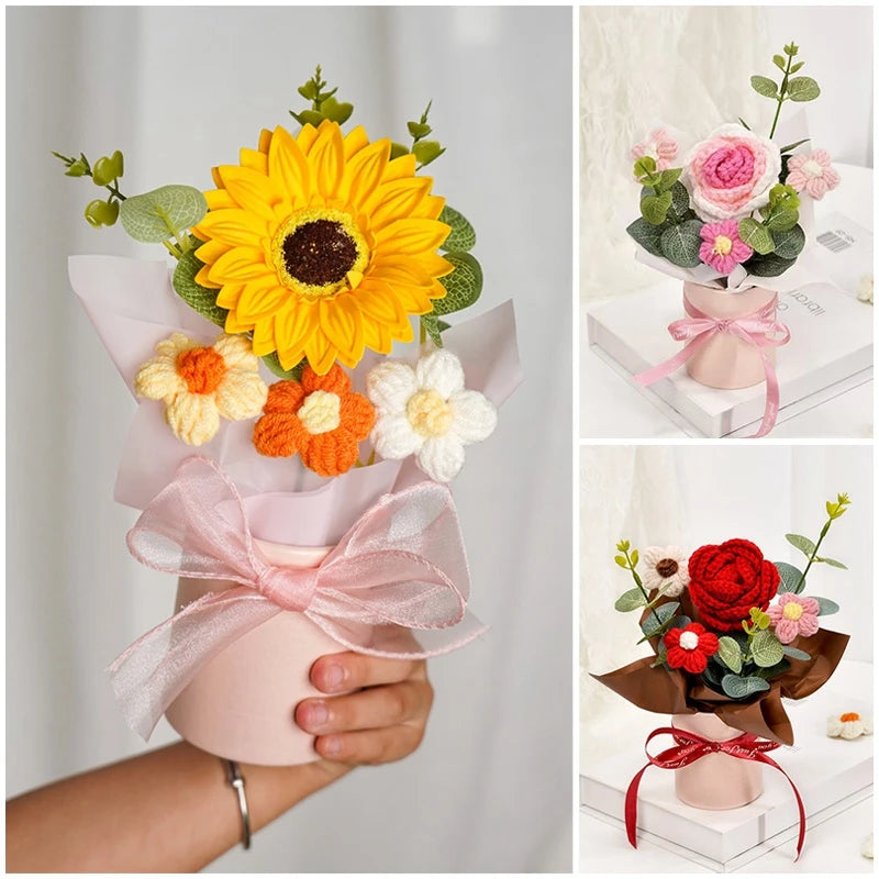 Ramo de Flores Tejidas a Crochet
