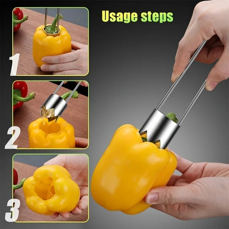 Extractor de Corazones de Acero Inoxidable - Removedor de Semillas Portátil