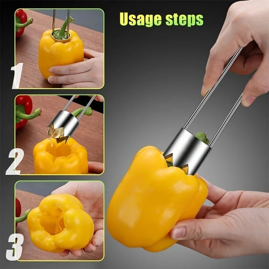 Extractor de Corazones de Acero Inoxidable - Removedor de Semillas Portátil