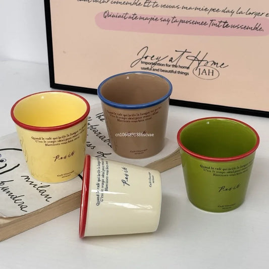 Taza de Cerámica Estilo Coreano - Diseño Vintage de Vaso de Papel