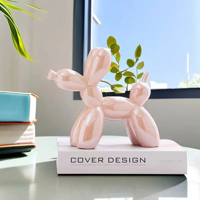 Figura Decorativa Perro Globo de Cerámica Estilo Moderno