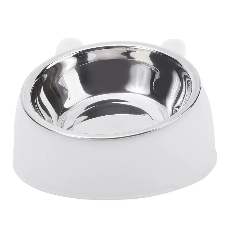 Comedero Inclinado para Gatos con Plato de Acero Inoxidable - Base Antideslizante