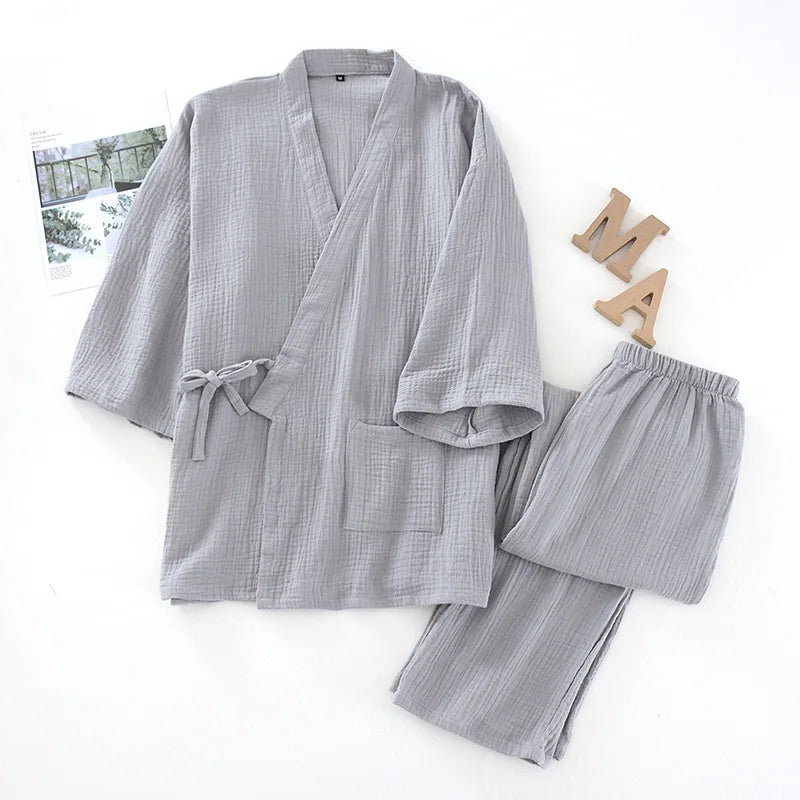 Conjunto Tipo Kimono para Mujer – Pijama Ligera de Dos Piezas