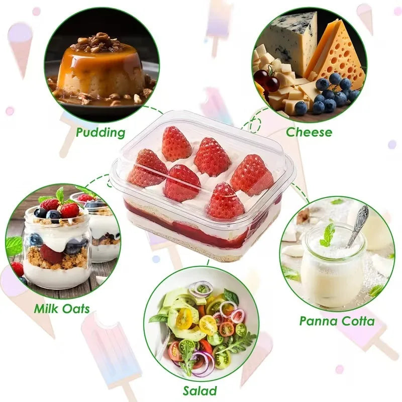 Transparent Cake Box Rectangle Dessert Cake Box Disposable Party Wedding Christmas Mousse Tiramisu Packaging