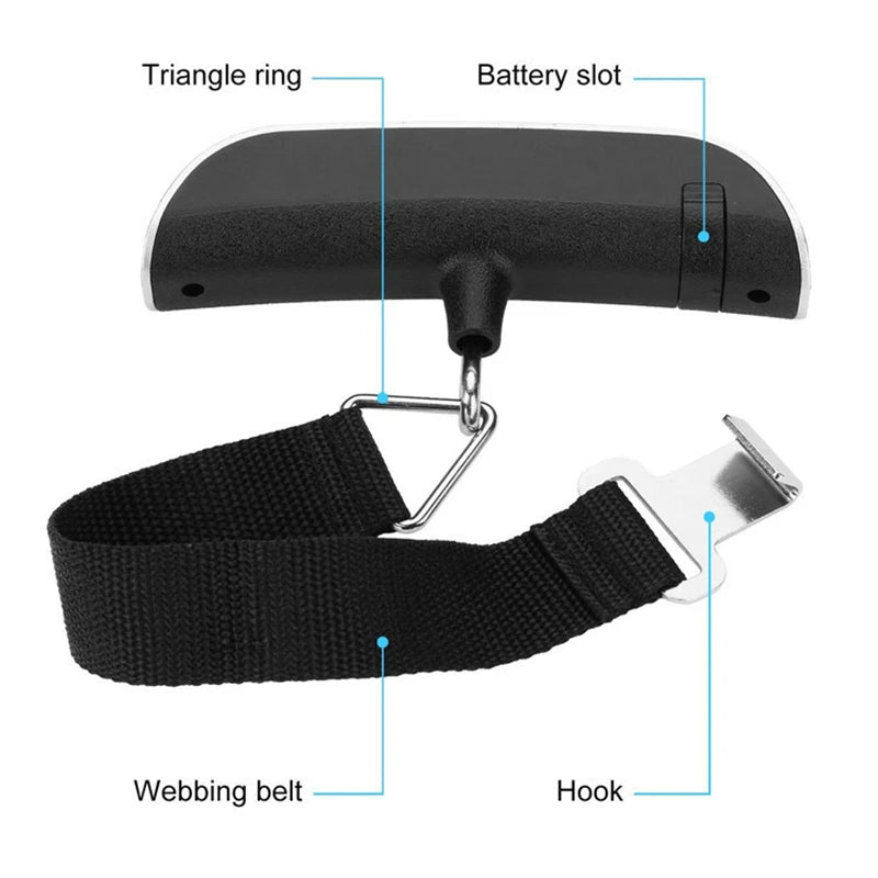 Báscula Digital Portátil para Equipaje con Pantalla LCD