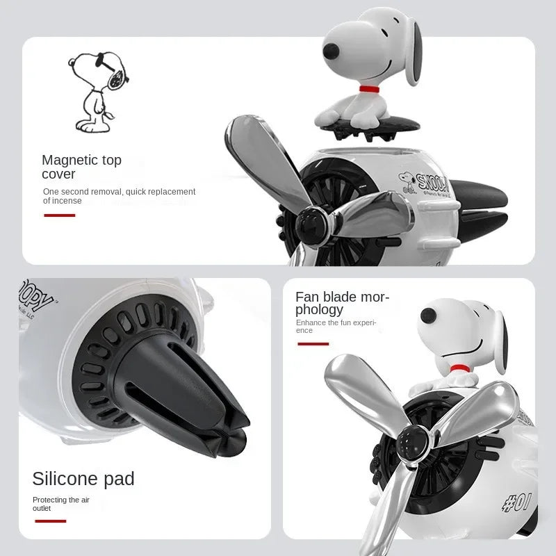 Ambientador para Auto con Hélice – Difusor de Aroma con Figura de carricatura Perrito Aviador