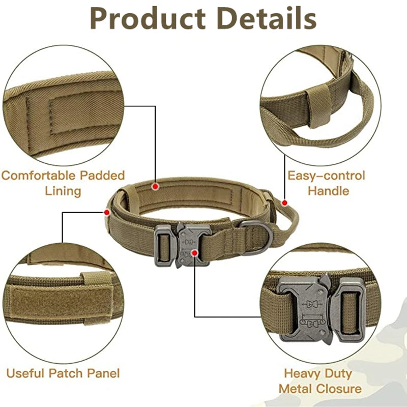 Collar Táctico Ajustable para Perros con Hebilla Metálica
