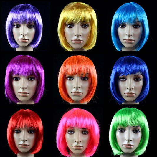 Peluca Bob Corta de Colores – Estilo Cosplay y Fiesta
