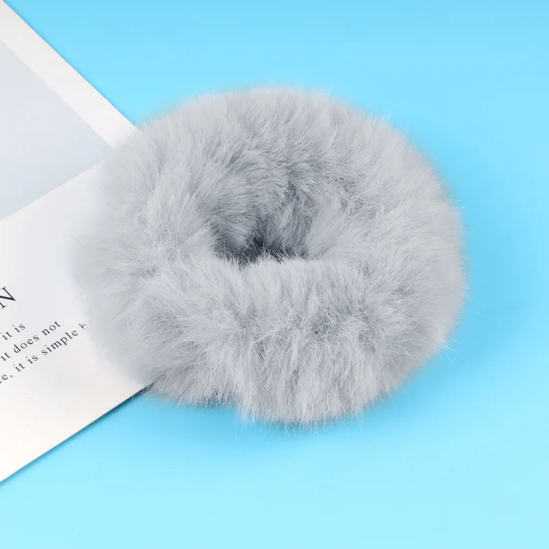 Scrunchie de Peluche, Felpa para Cabello | Liga de Pelo Suave Invierno