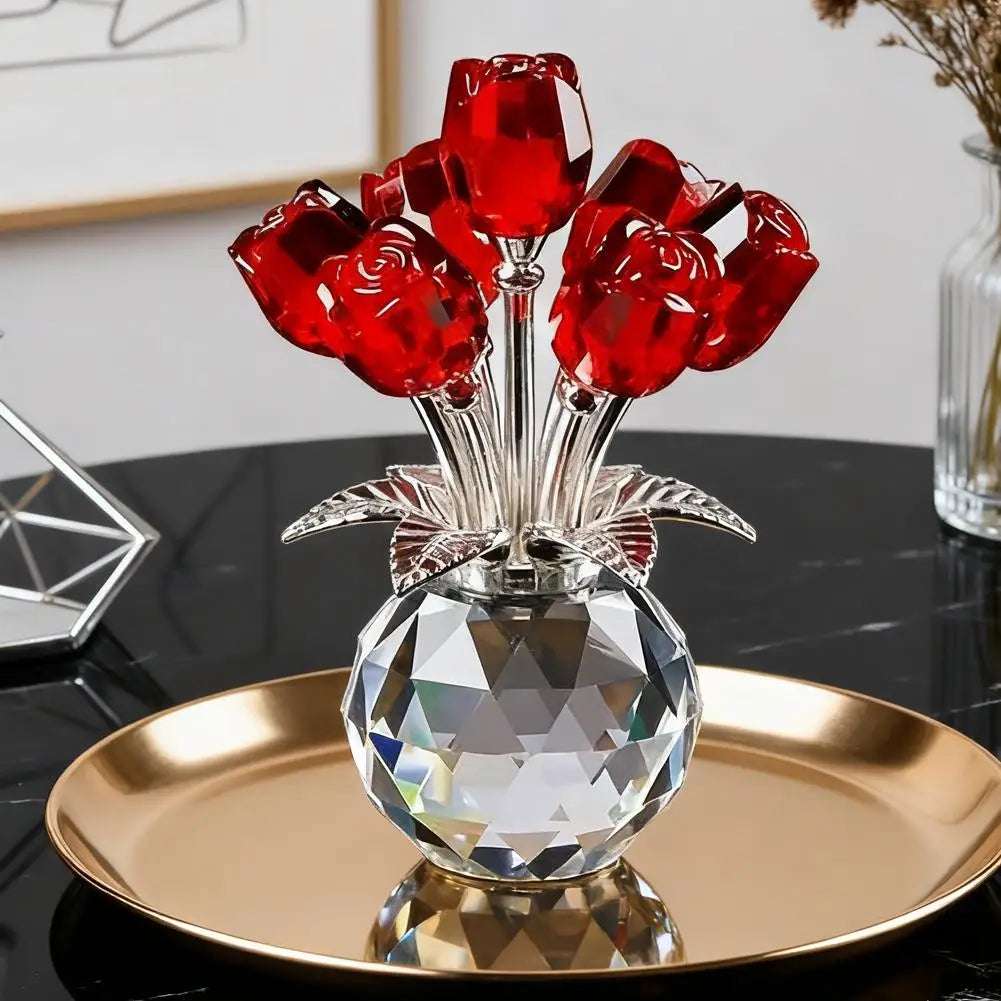 Rosa de Cristal con Pedestal - Adorno Eterno y Elegante para Regalo