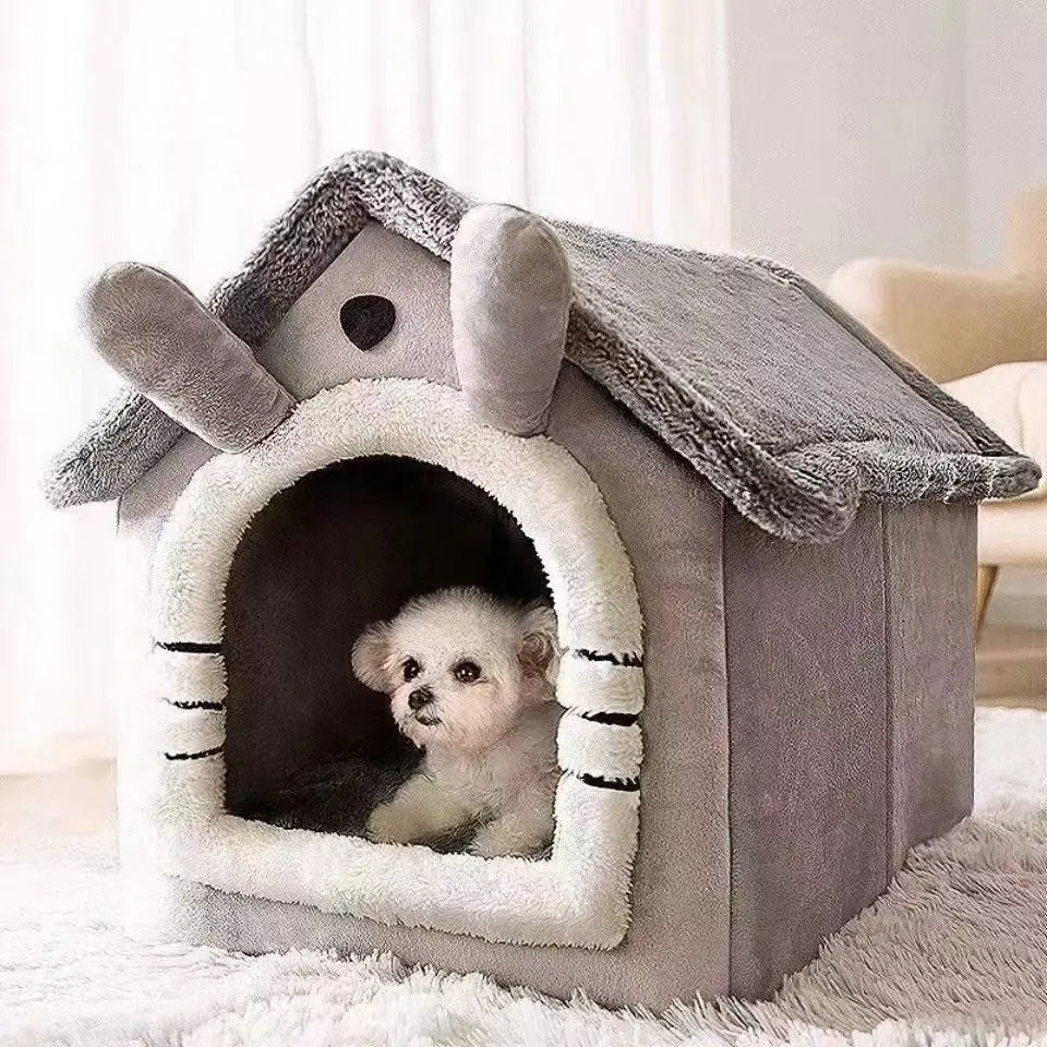 Casa Cama para Perros y Gatos – Refugio Suave y Lavable para Mascotas