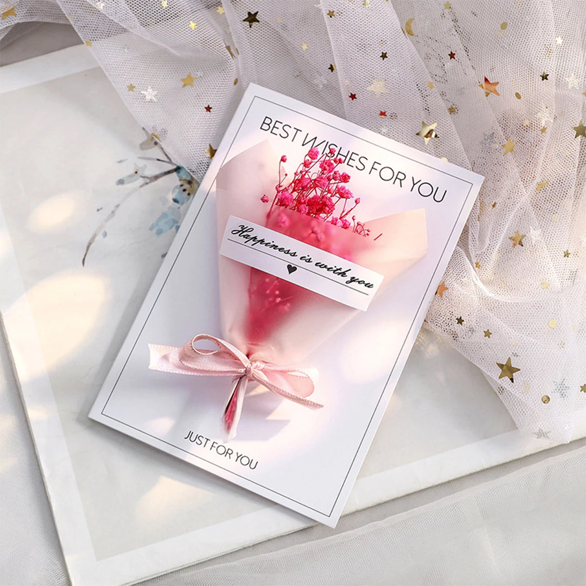 Tarjeta Artesanal de Agradecimiento con Flores Eternas - Diseño Elegante