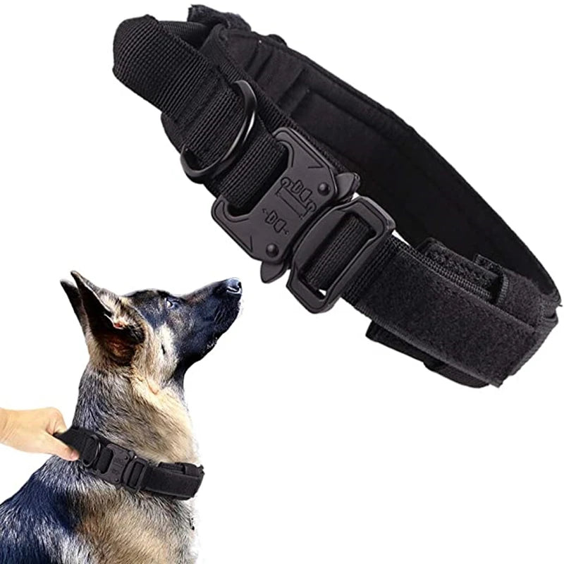 Collar Táctico Ajustable para Perros con Hebilla Metálica
