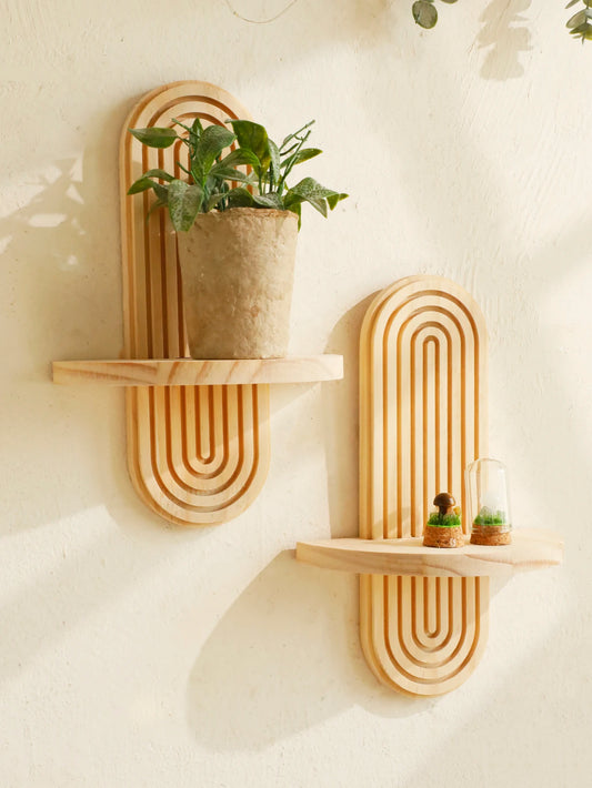 Estante de Pared de Madera Estilo Bohemio
