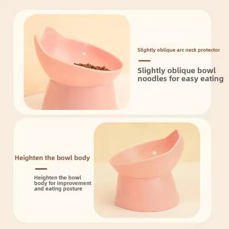 Plato Elevado para Gatos con Protección de Cuello - Diseño Orejas Antivuelco