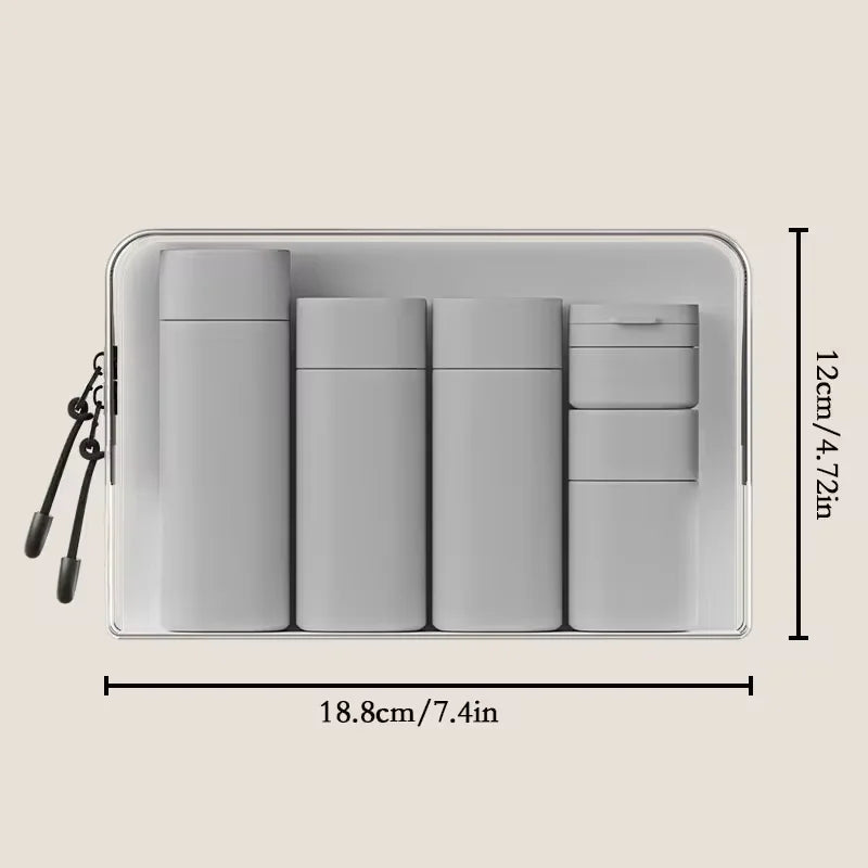 Set de Envases para Viaje 5 Piezas Botellas Reutilizables Porta Cosméticos Recargables Kit de Viaje loción, limpiador, shampoo