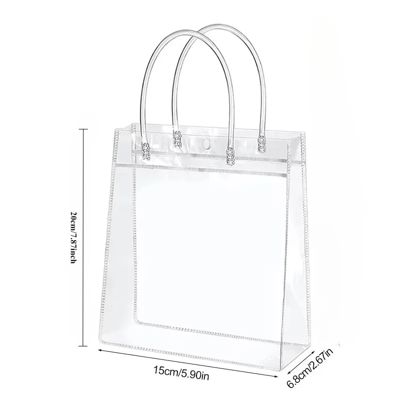 Bolsa de Regalo Transparente con Asa Reutilizable – PVC para Fiesta y Recuerdos