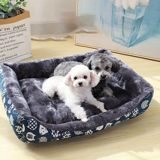 Cama Rectangular Acolchada para Perros y Gatos – Cama Suave para Mascotas