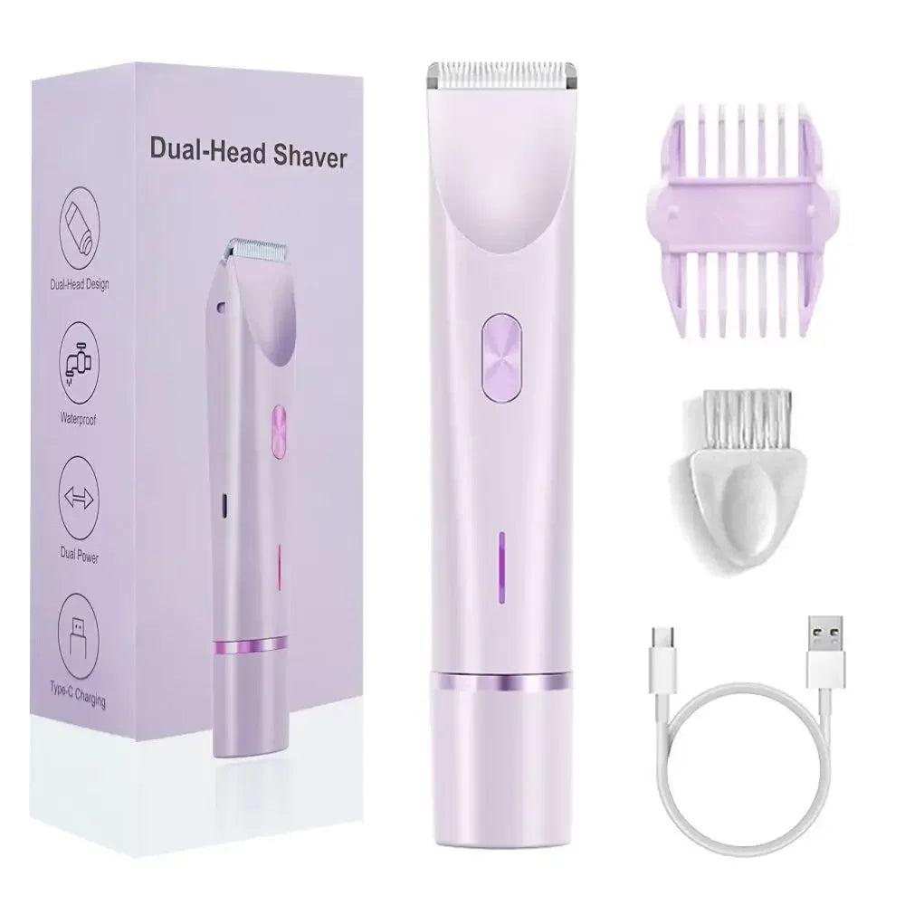 Depiladora Eléctrica 2 en 1 Recargable Mujer, Rasuradora Bikini y Fa