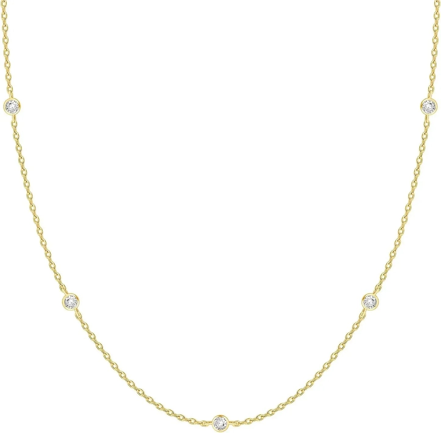 Collar Minimalista con Zirconias Brillantes Chapado en Oro
