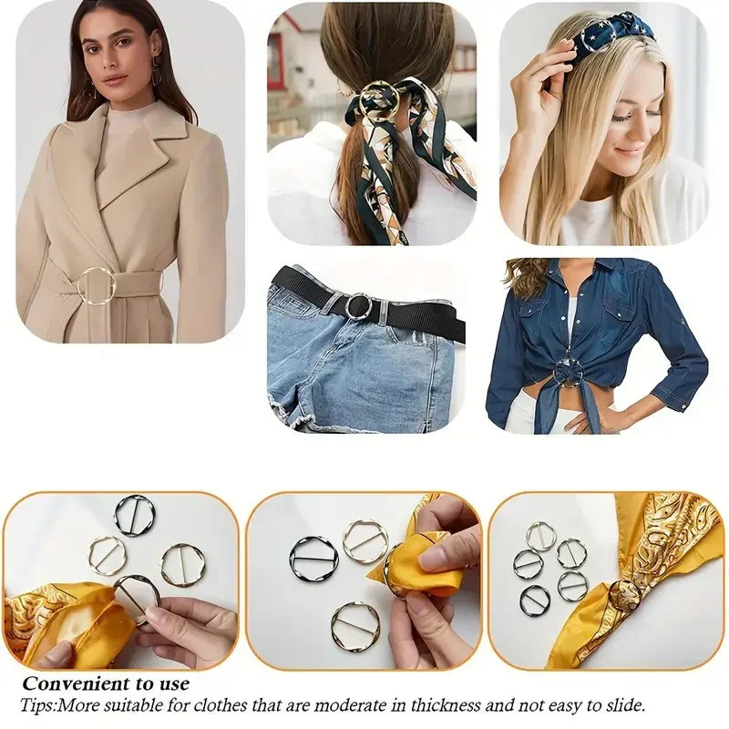 Set de 5 Hebillas Ajustables de Metal - Broches Multiusos para Camisas