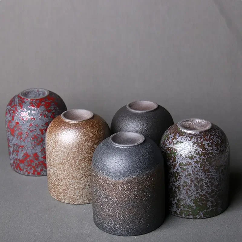 Tazas de Té Kung Fu de Cerámica 120ml - Estilo Japonés Wabi-Sabi
