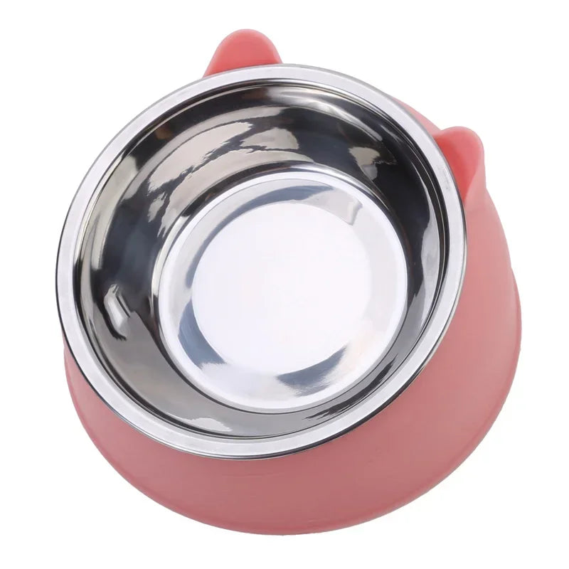 Comedero Inclinado para Gatos con Plato de Acero Inoxidable - Base Antideslizante