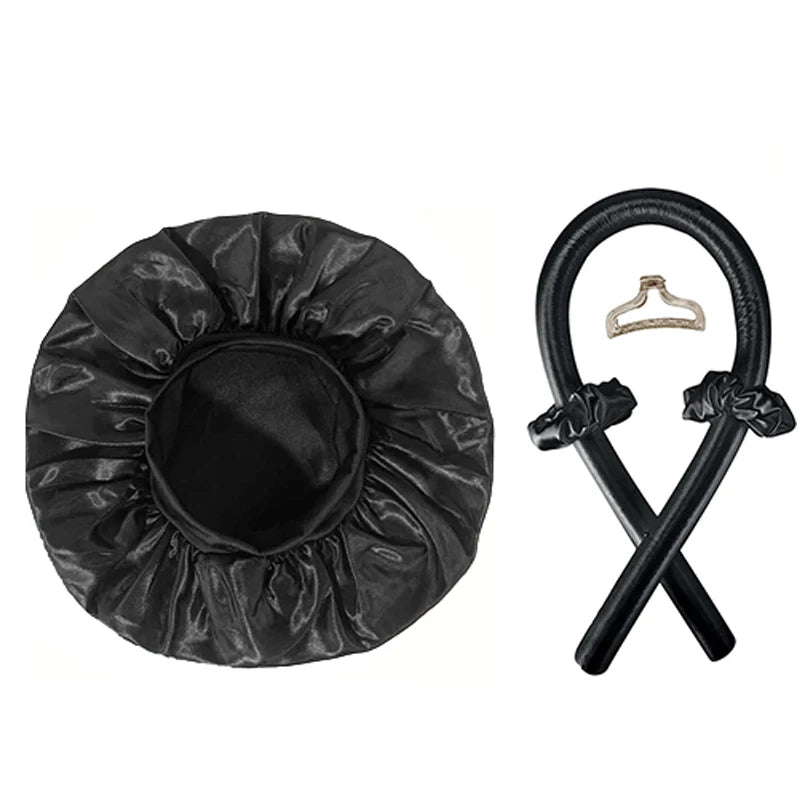 Kit Rizador Sin Calor con Gorro Satinado – Ondas Mientras Duermes, Rizos Naturales