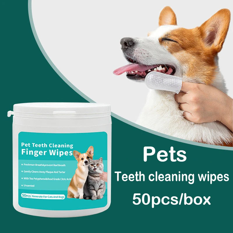Toallitas Dentales para Mascotas Limpieza Bucal con Dedo