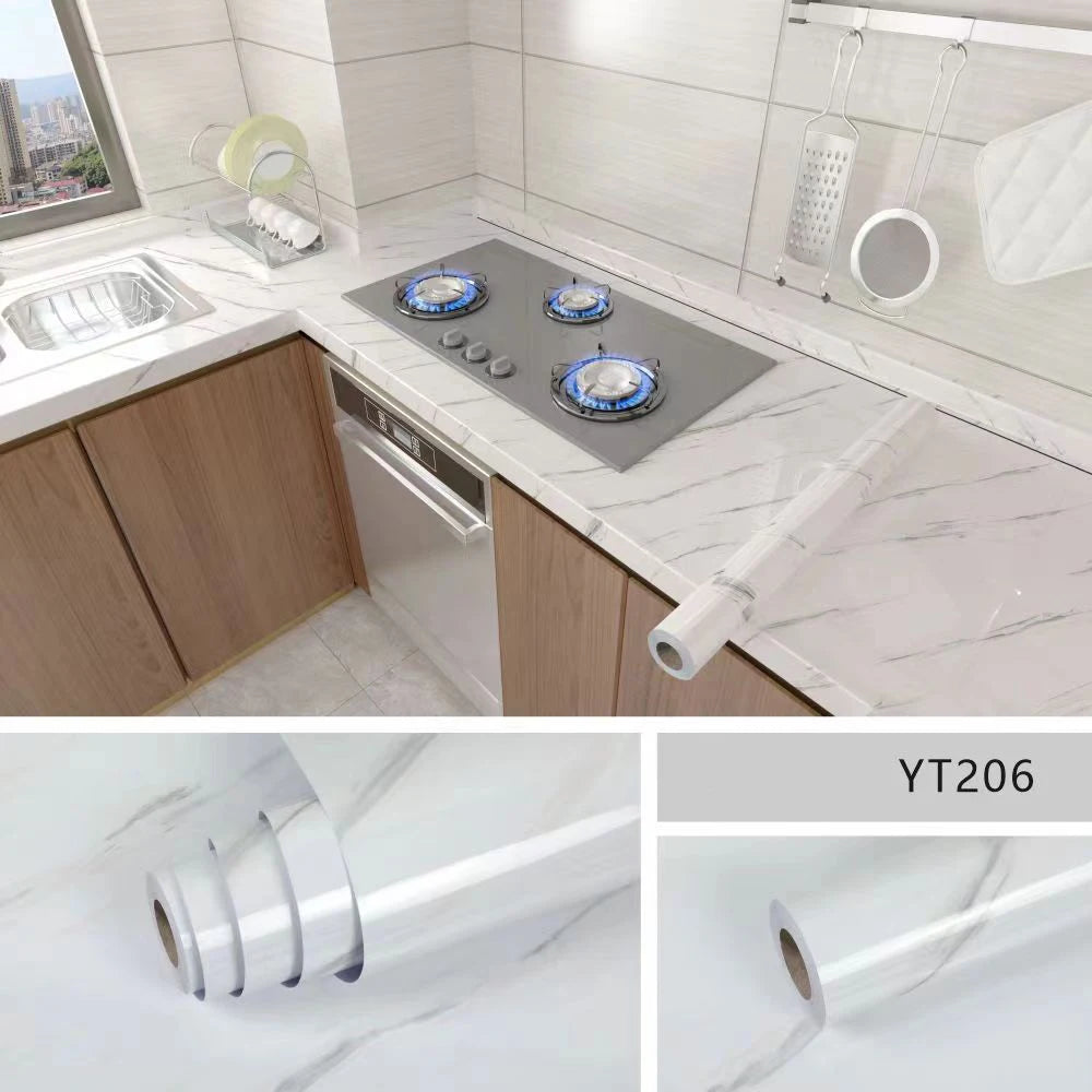 Vinil Adhesivo para Cocina Tipo Mármol Impermeable | Protector para Encimeras y Muebles
