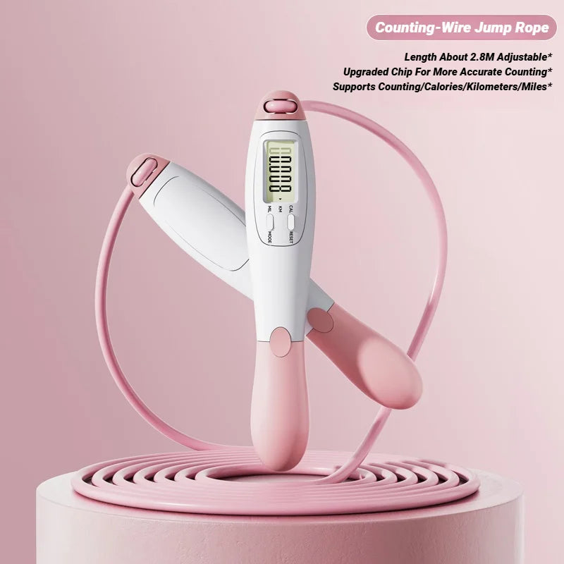 Jump Rope con Contador de Calorías – Cable de Acero Ajustable, Entrenamiento en Casa