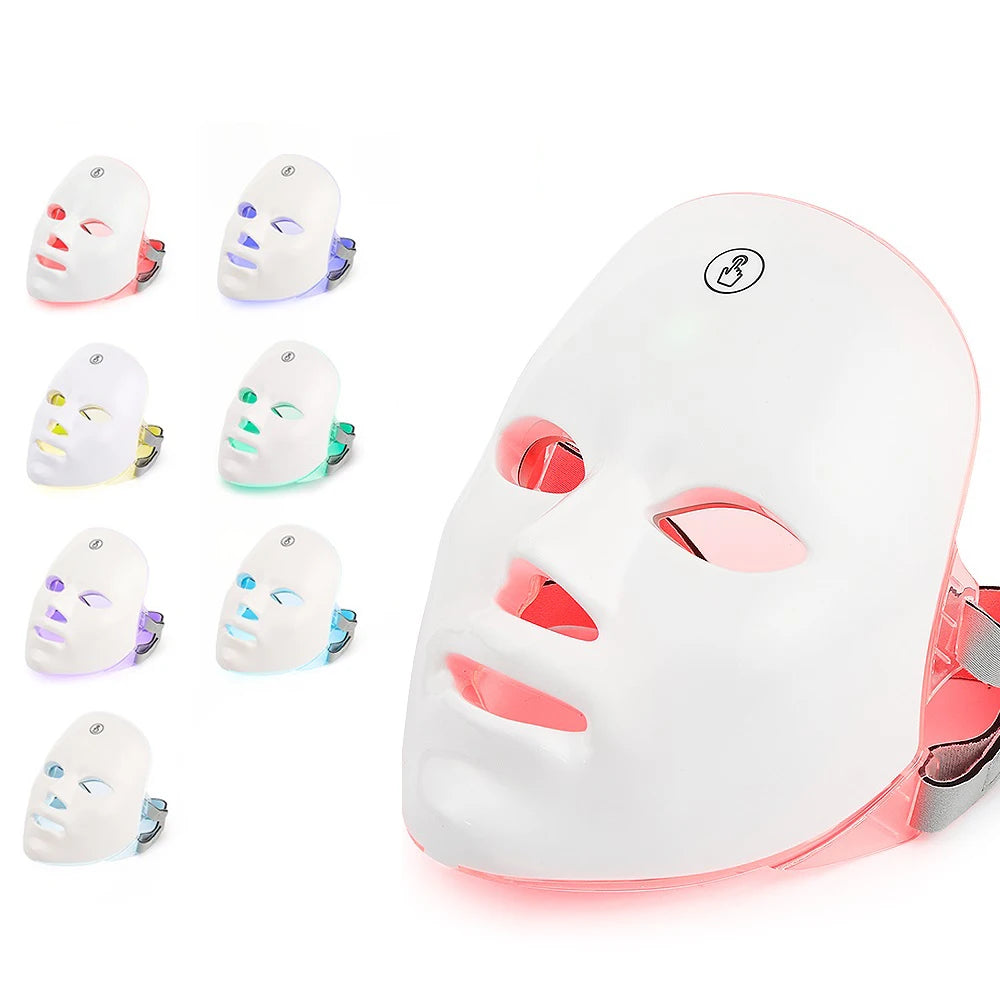 Máscara Facial LED 7 Colores con Terapia de Luz | Rejuvenecimiento y Cuidado de la Piel en Casa, Dispositivo de Rejuvenecimiento para Rostro y Cuello