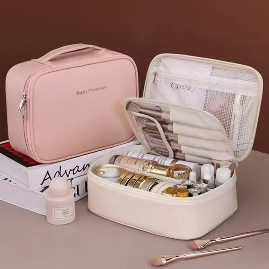 Organizador de Maquillaje Portátil de Doble Capa – Estuche de Viaje