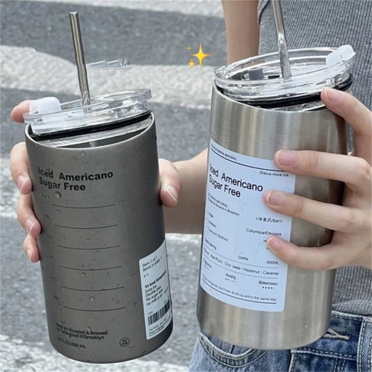 Vaso Térmico Recto de acero inoxidable 600ml – Conserva Frío y Calor Hasta 12 Horas