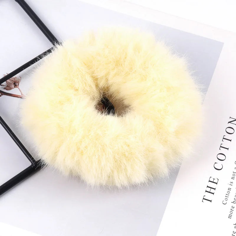 Scrunchie de Peluche, Felpa para Cabello | Liga de Pelo Suave Invierno