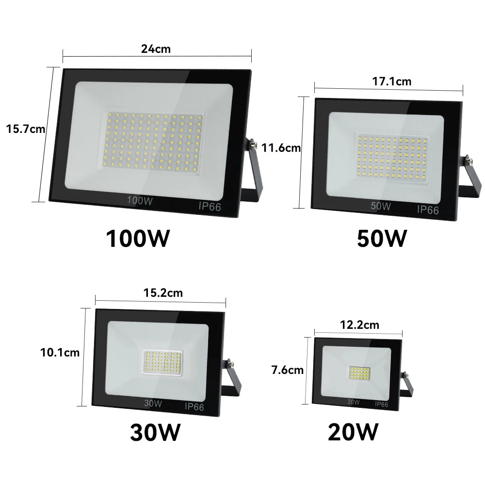 Reflector LED Exterior Impermeable IP66 – Luz LED de Alta Potencia para Jardín y Seguridad
