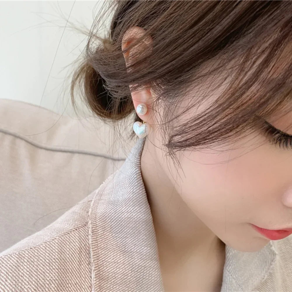 Aretes Colgantes Corazón Perlado – Estilo Romántico