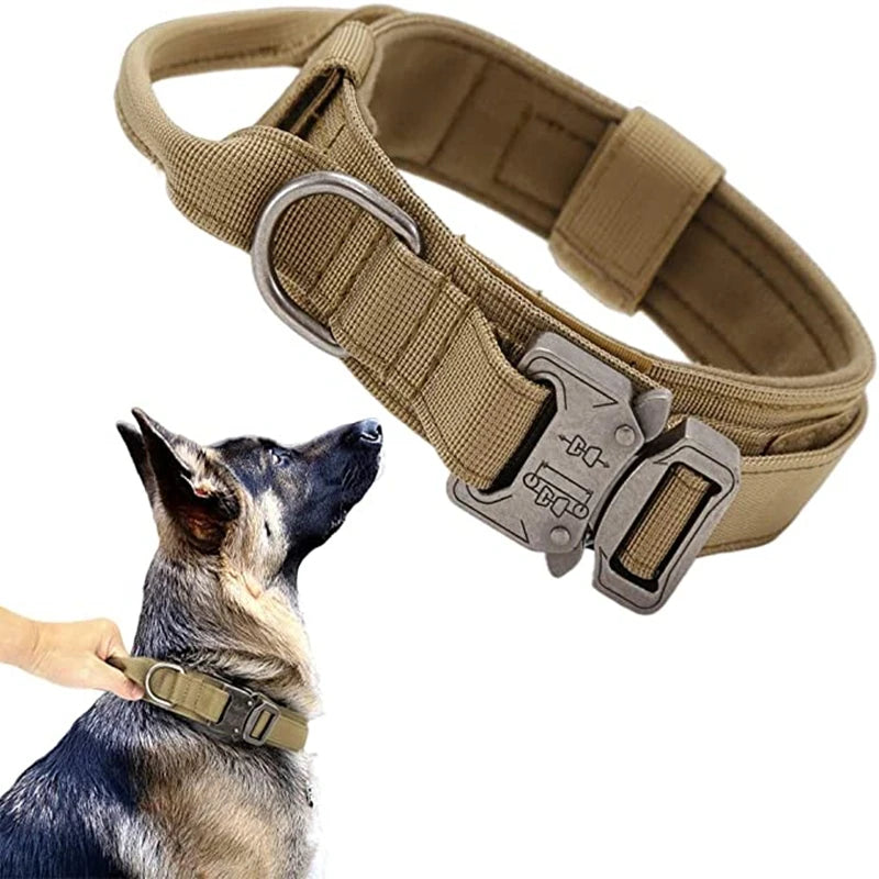 Collar Táctico Ajustable para Perros con Hebilla Metálica