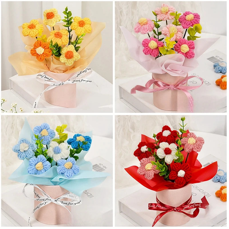 Ramo de Flores Tejidas a Crochet