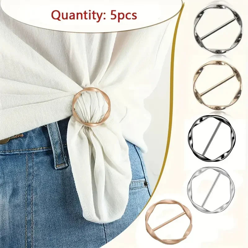 Set de 5 Hebillas Ajustables de Metal - Broches Multiusos para Camisas