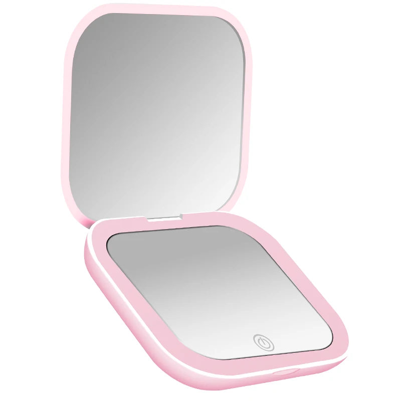 Espejo de Bolsillo con Aumento y Luz LED para Maquillaje