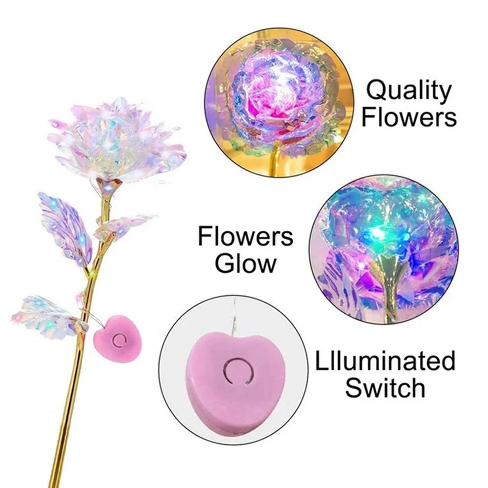 Flor Artificial de Oro 24K con Iluminación - Detalle Día de la Madre
