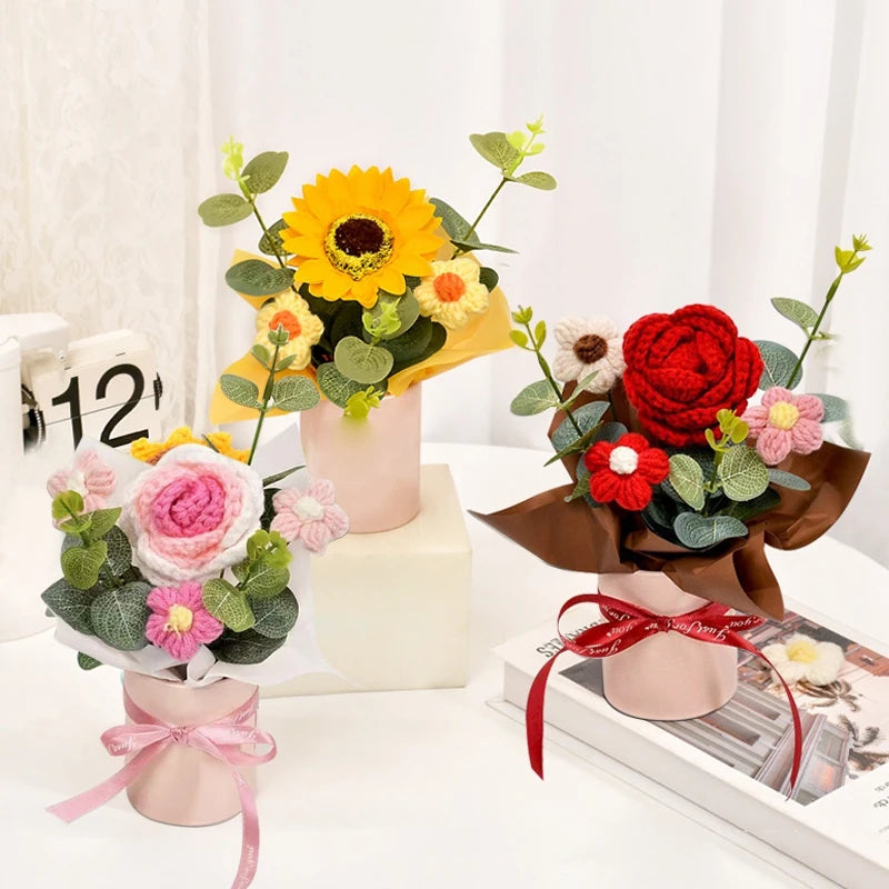 Ramo de Flores Tejidas a Crochet