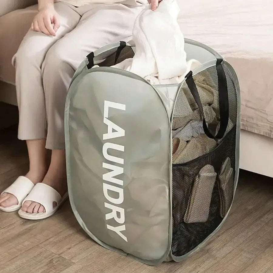 Cesta de Ropa Plegable de Malla (Canasta de Lavandería Pop-Up) – Alta Capacidad
