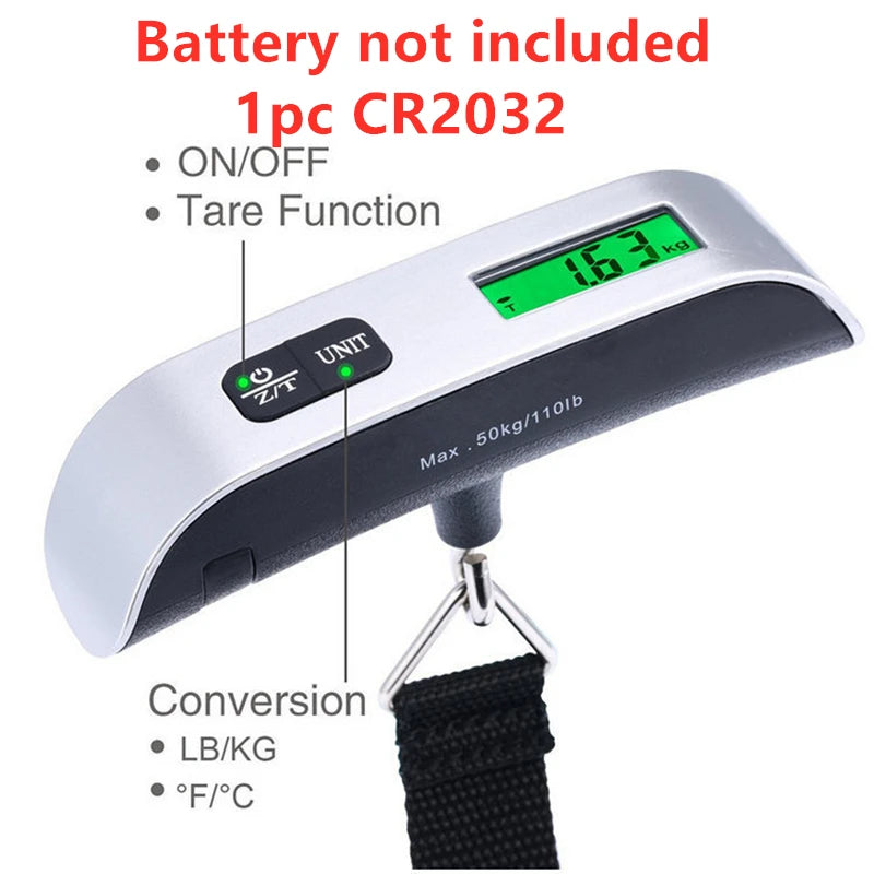 Báscula Digital Portátil para Equipaje con Pantalla LCD