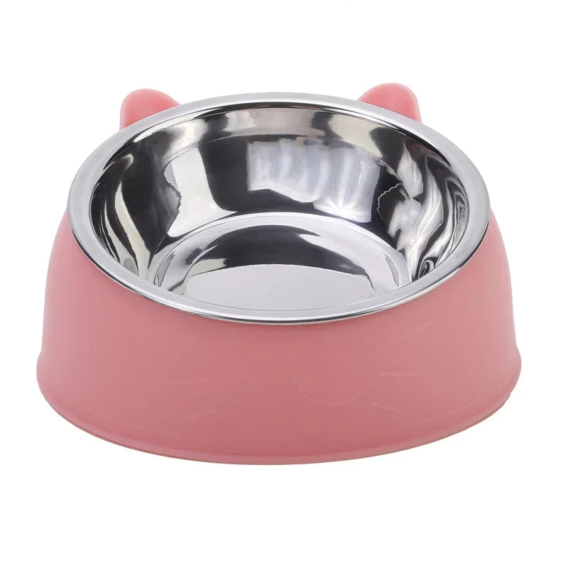Comedero Inclinado para Gatos con Plato de Acero Inoxidable - Base Antideslizante
