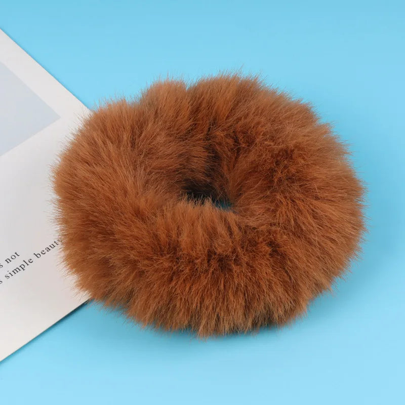 Scrunchie de Peluche, Felpa para Cabello | Liga de Pelo Suave Invierno