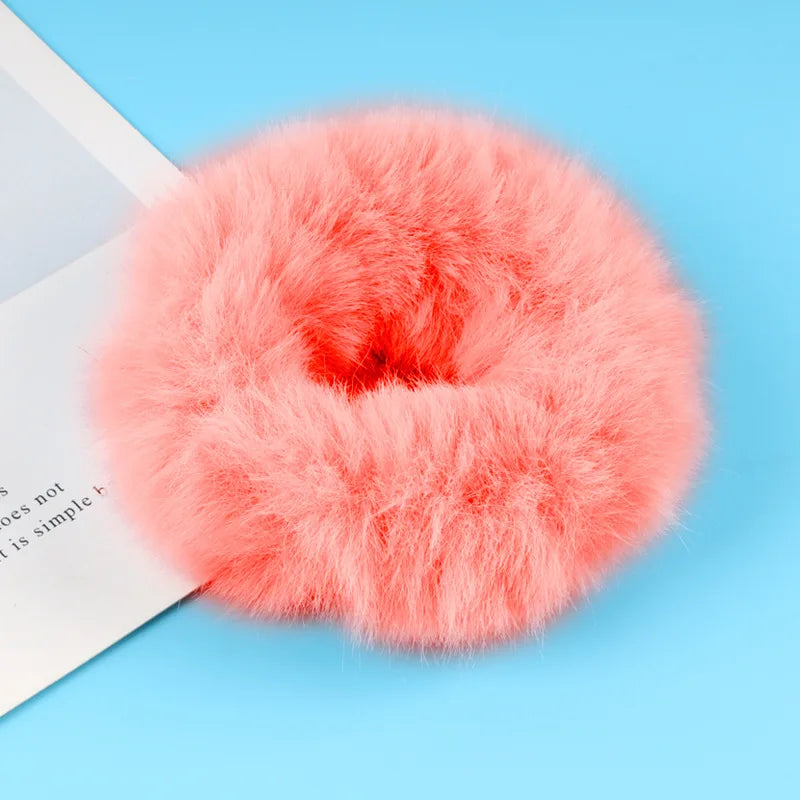 Scrunchie de Peluche, Felpa para Cabello | Liga de Pelo Suave Invierno