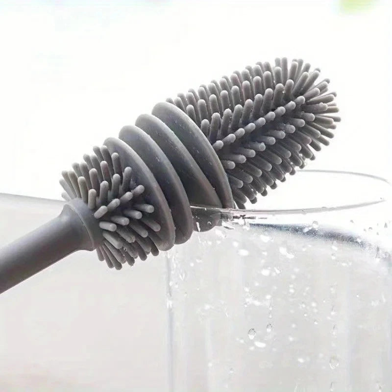 Cepillo de Silicona para Botellas y Mamaderas - Limpiador de Mango Largo